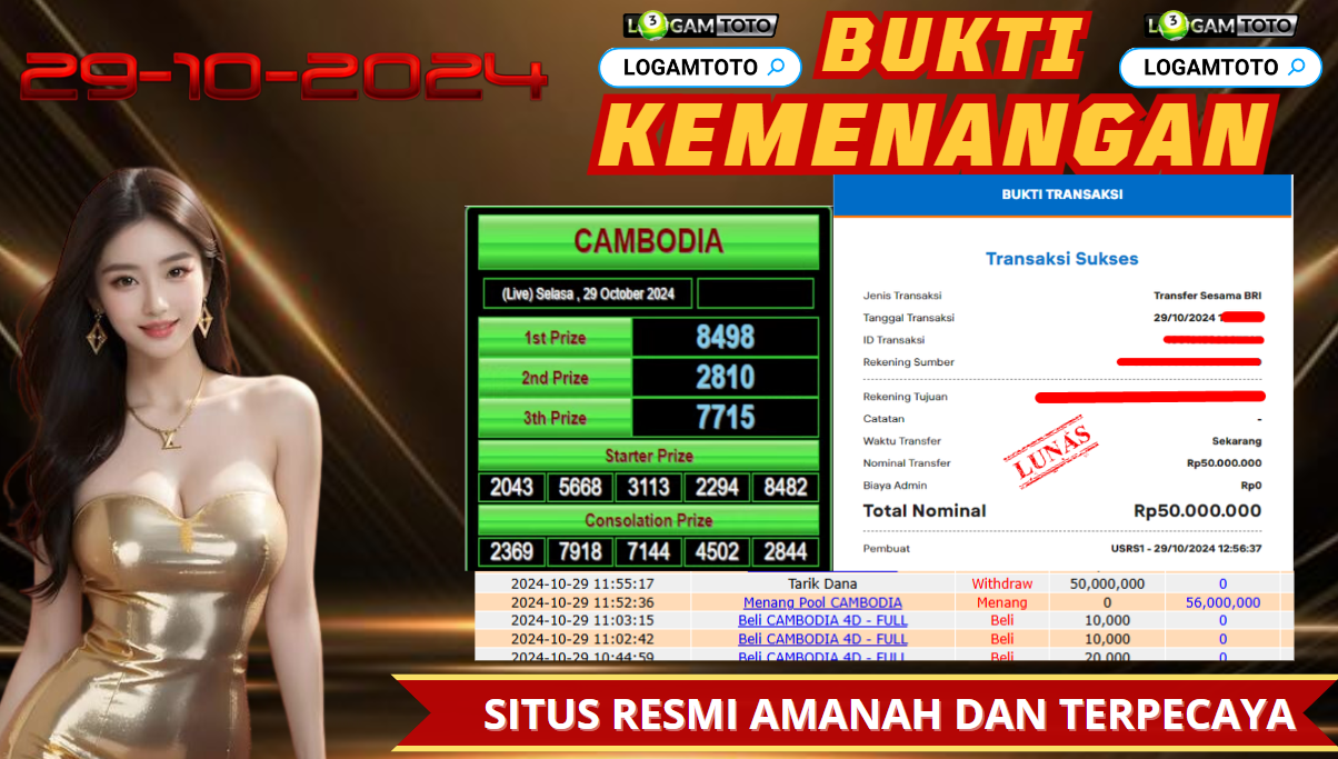 SELAMAT KEPADA MEMBER SETIA LOGAMTOTO BERHASIL JACKPOT DI PERMAINAN TOGEL CAMBODIA POOLS